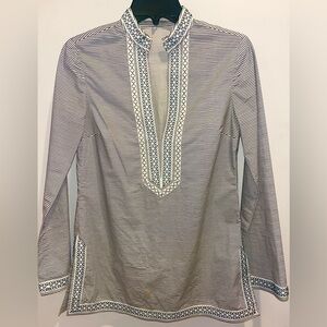 Tory Burch Navy & White Striped cotton Tunic